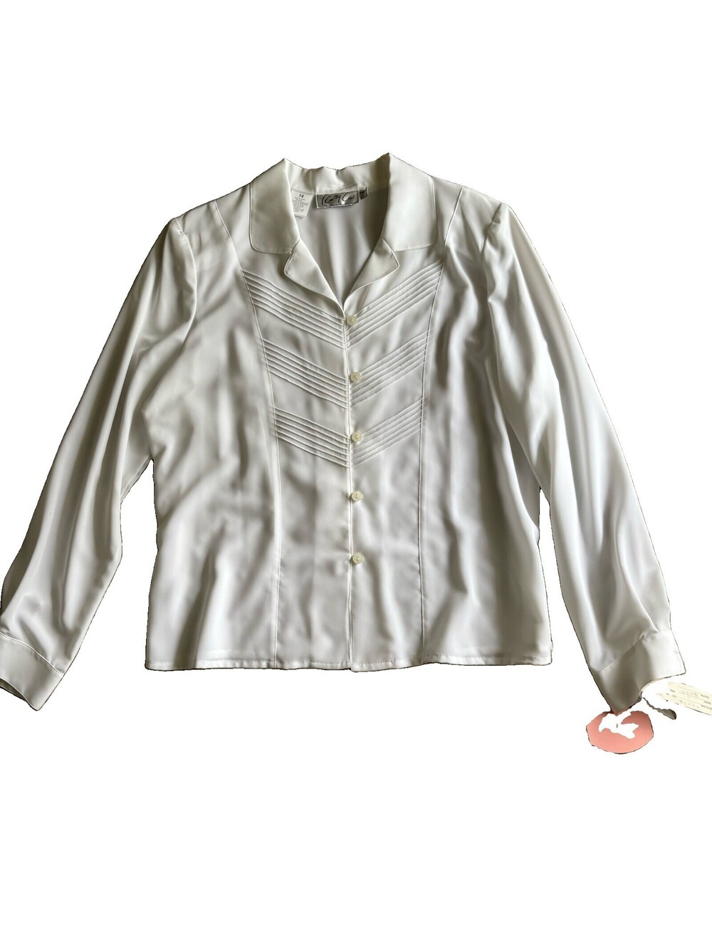 Kathy Che Vintage women's size 14 blouse 3/4 sleeve white button down